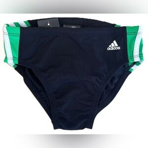Men's adidas Green White 3 Stripes Infinitex UPF 50+Swim Brief (Sizes 24/26) NWT